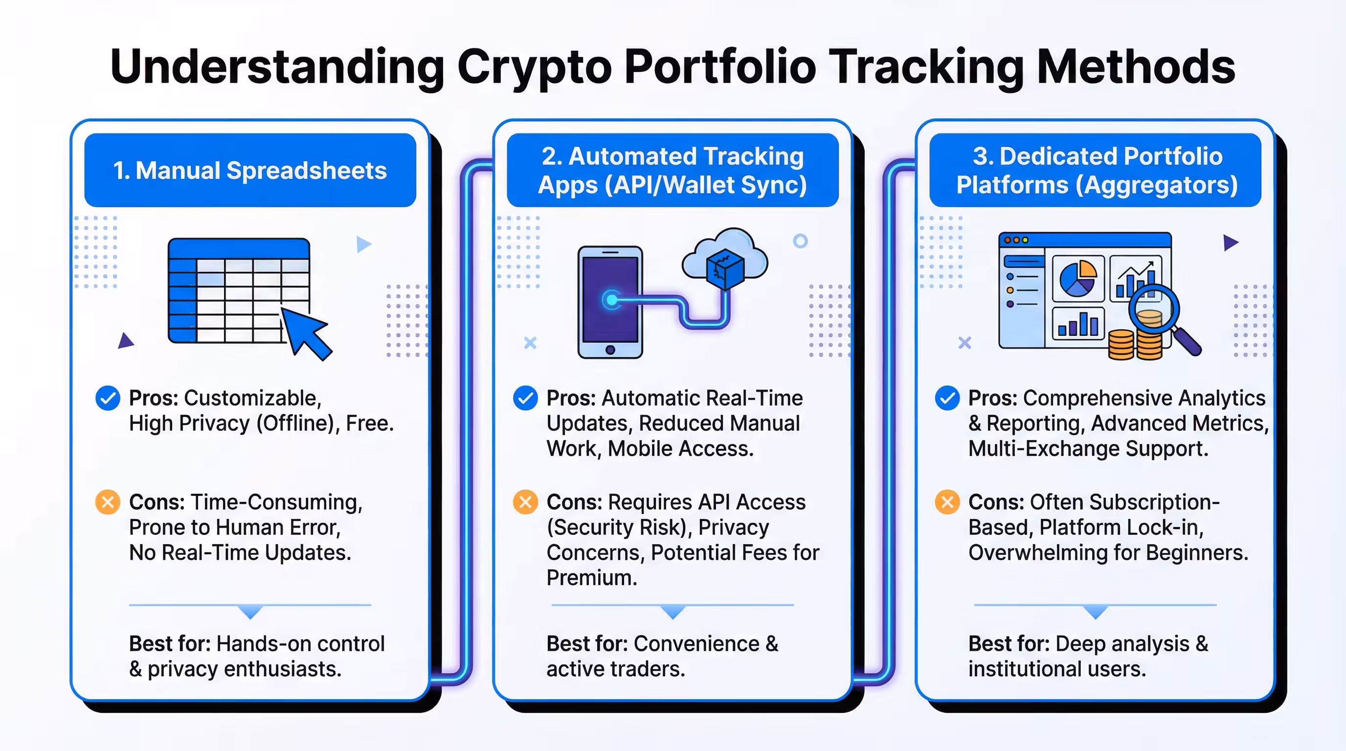 Infographic illustrating methods for tracking crypto portfolios